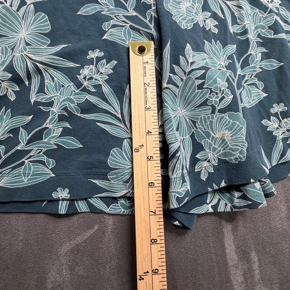 J. Jill Wearever Shorts Womens Medium Teal Floral Jersey Knit Wide Leg Relaxed
